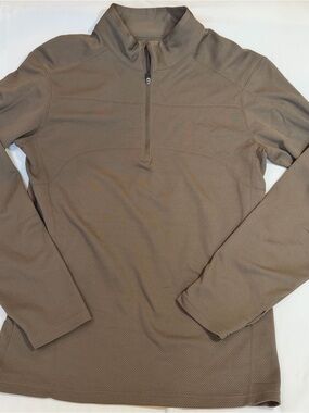 Alpine Designs Dri-Logic Mens L Brown 1/4 Zip Pullover Outdoor Hiking Shirt